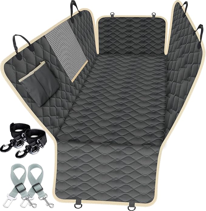 Lassie XL Truck Dog Seat Cover Back Seat with 2 Seat Belts, Dog Car Hammock for Large SUV and Trucks Compatible with F150 F250/Chevrolet Silverado/Ram Pickup/GMC Sierra/Toyota Tundra and Crew Cab