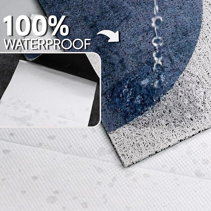 Cat Litter Mat Litter Trapping Mat, 33"x24" Waterproof Urine Proof Litter Box Mat Catcher Mat Non-Slip Washable for Kitty Kitten, Blue
