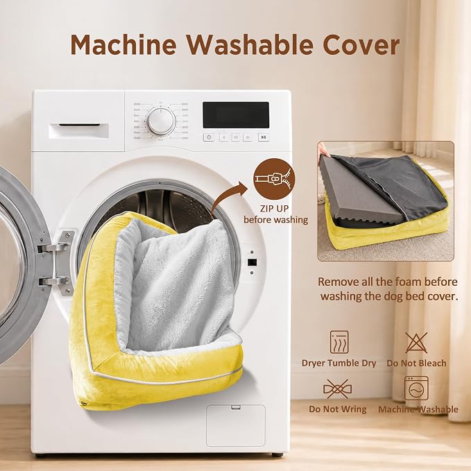 Comfort Expression Orthopedic Dog Beds for Large Sized Dog with Bolster | Waterproof Dog Couch Bed with Washable Cover & Non-Slip Bottom, Supportive Egg Crate Foam Large Pet Bed, 36x27 Inch