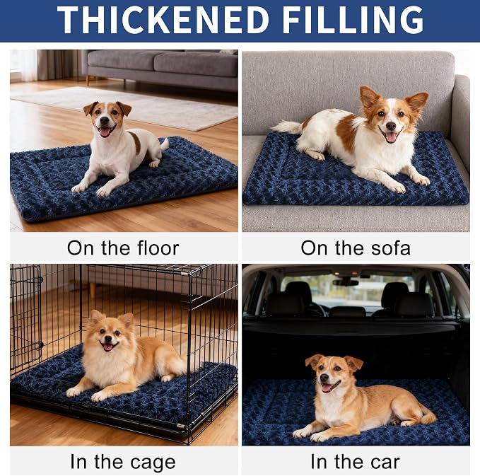 Dog Bed Mat - Comfortable Kennel Pad, Multi-Purpose Crate Bed for Dogs & Cats, Soft Support