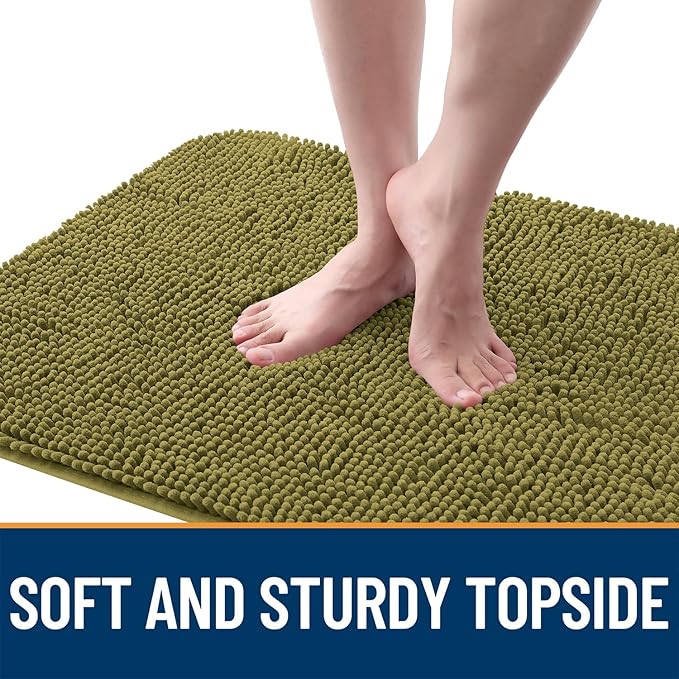 OLANLY Dog Door Mat for Muddy Paws 47x17, Super Absorbent Chenille Mud Mat | Willow Green, Absorbs Moisture and Dirt, Non-Slip Machine Washable Doormat, Quick-Dry Indoor Entryway Floor Carpet for Dogs