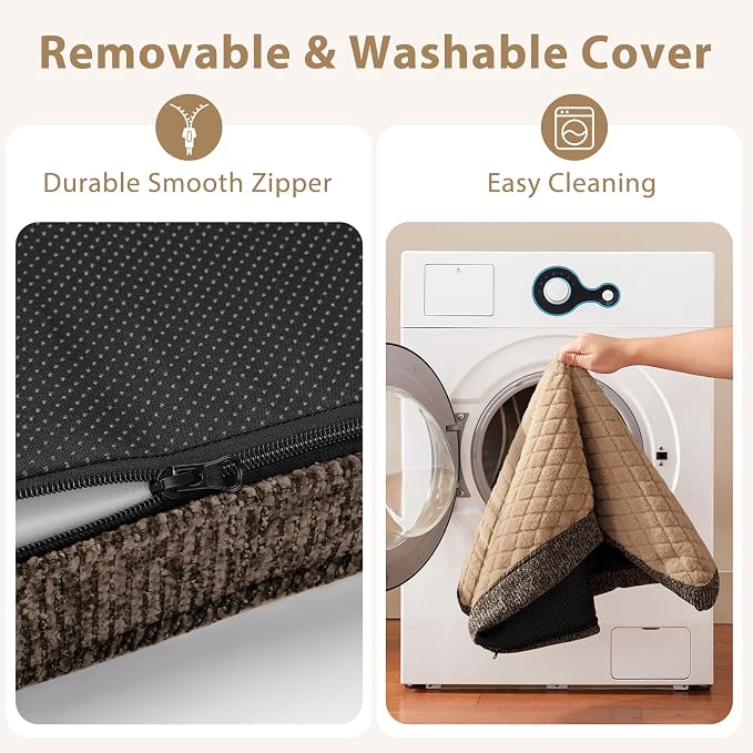 JOEJOY Orthopedic Dog Bed for Small Dogs, Washable Dog Crate Bed Small Sized with Removable Cover, Egg Memory Foam Pet Beds, Brown, 23"x17"