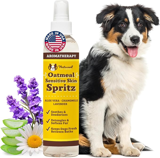 Natural Dog Company Sensitive Skin Dog Deodorizing Spray: Ideal with Sensitive Skin Dog Shampoo, Long Lasting Dog Perfume, Dog Spray Deodorizer, Neutral Scented Dog Spray with hints of Lavender, 8 oz