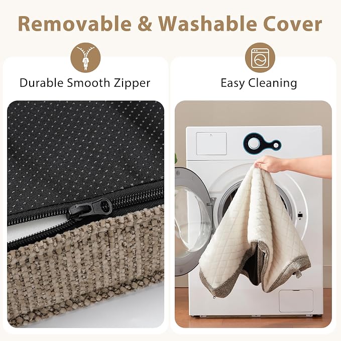 JOEJOY Orthopedic Dog Bed for Small Dogs, Washable Dog Crate Bed Small Sized with Removable Cover, Egg Memory Foam Pet Beds, Beige, 23"x17"