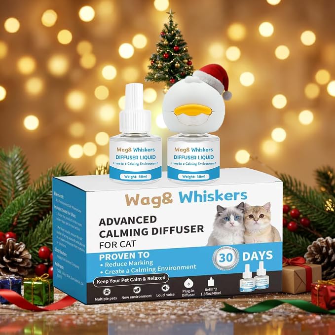 Cat Calming Diffuser, Pheromone Diffuser to Calm Cats, Cat Calming Spray, Stress Relief and Anxiety Relief for All Cats, Soothe Your Pet's Emotions, 3-in-1 Kit for Cats (1pc)