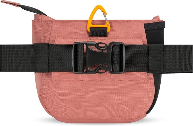 Backcountry Day Bag | Dog Training Treat Pouch | Eco-Friendly Recycled Fabric Fanny Pack with Zipper Closure, Built-in Poop Bag Dispenser & Adjustable Waist Belt (Desert)