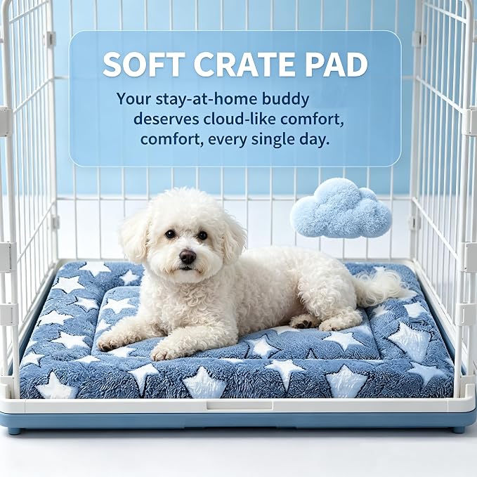 Dog Bed Mat - Soft Crate Pad for Kennel, Durable Pet Bed for Small Dogs & Cats - Comfort Support for Pet Crate, Cage, House