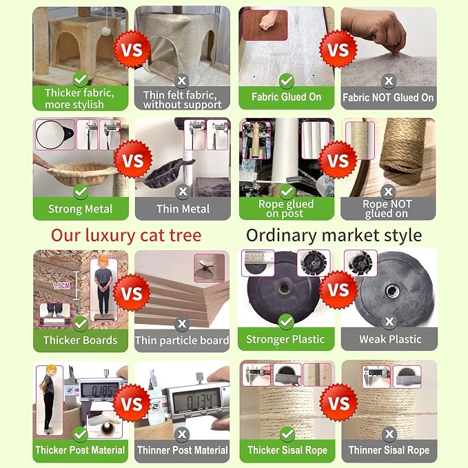 48" Cat Tree Tower for Indoor Cats, Multi-Level Cat House for Large Cats with 3 Cozy Cat Condos, Extra Large Top Perch, Sisal Scratching Posts & Climbing Steps, Light Grey