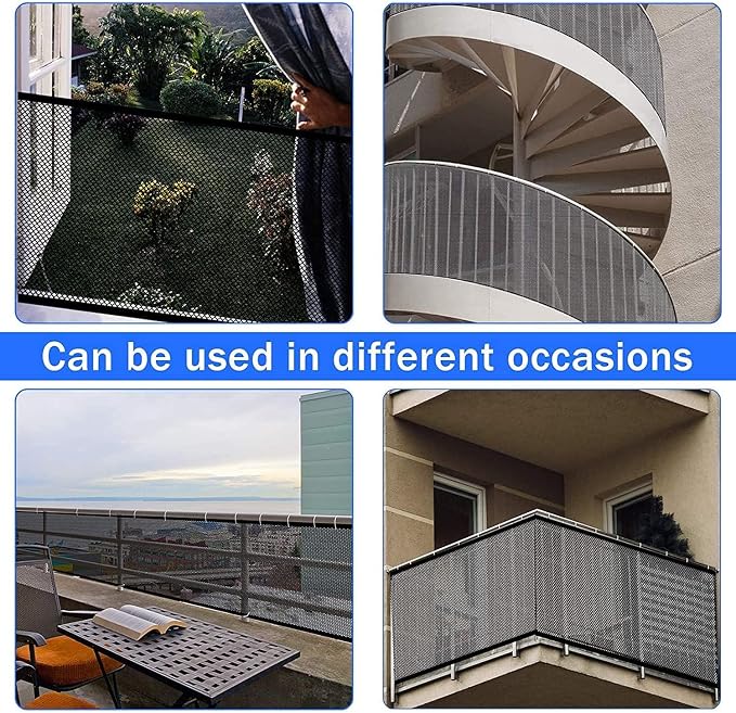 Baby Gate for Stairs, Banister Guard for Kids, Pets, Toys, 59ft L x 2.66 ft H, Mesh Netting Safety Net for Balcony Rail Stair, Stairway Net Baby Safety Products for Indoor & Outdoor (Black)