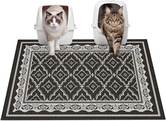 Glittme Cat Litter Mat, 33"x22" Non-Slip Washable Trapping Mat for Cats | Litter Trapping Mat With Thick PVC Coil To Catch Scatter, Soft On Paws And Waterproof Bottom To Protect Floors