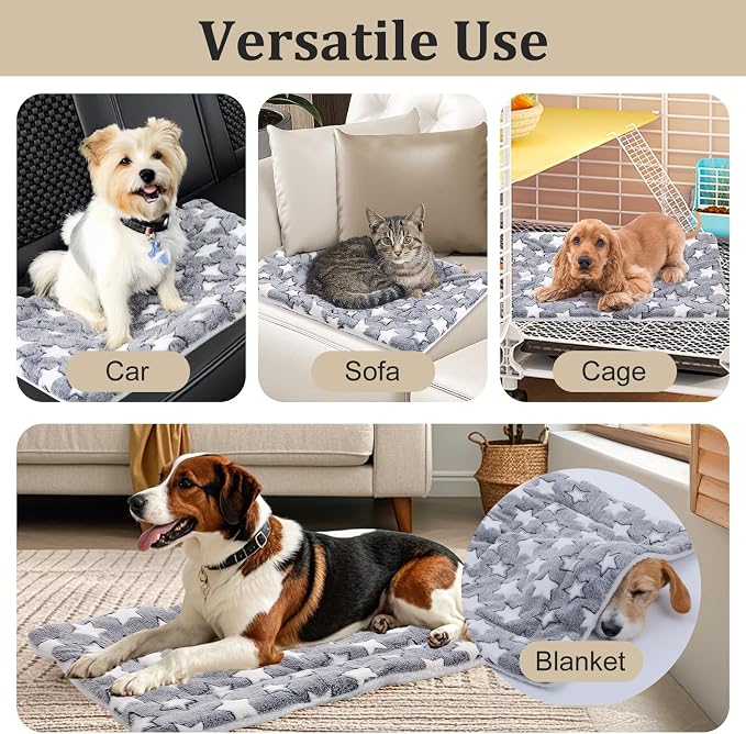 4 Pcs Washable Dog Bed Crate Mat Pad Replaceable Reversible Kennel Pad for Crate Pet, Sleeping Mat for Small, Medium, Large Dog Machine Washable(16.14 x 24 x 1.2 Inch, Pink, Gray)