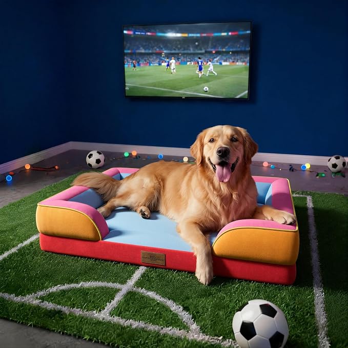 Comfort Expression Orthopedic Dog Beds for Large Sized Dog with Bolster | Waterproof Dog Couch Bed with Washable Cover & Non-Slip Bottom, Supportive Egg Crate Foam Large Pet Bed, 36x27 Inch