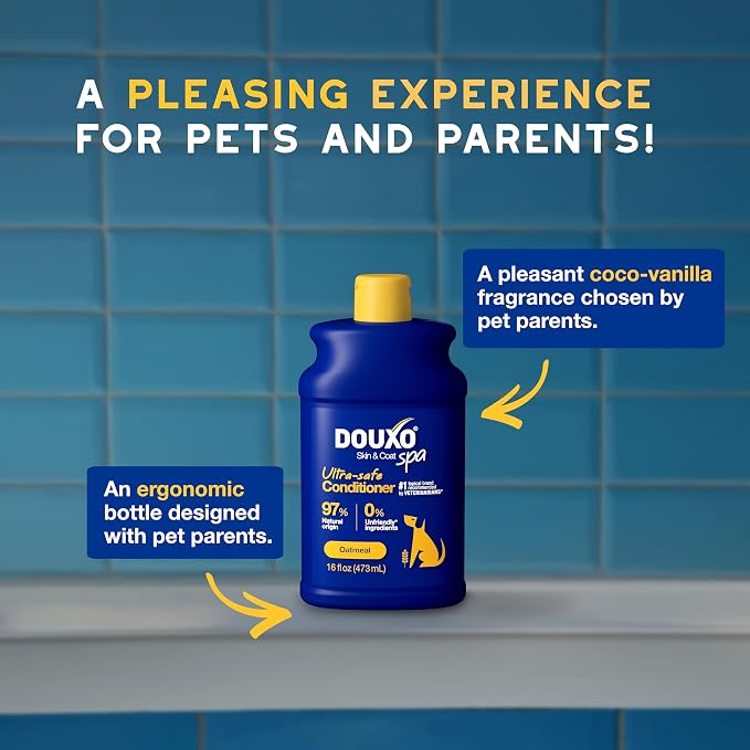 DOUXO SPA Oatmeal Dog Conditioner, 16 fl oz | Detangles and Moisturizes, Leaves the Coat Soft, Silky and Radiant, Ultra-Safe Skin-Friendly Formula