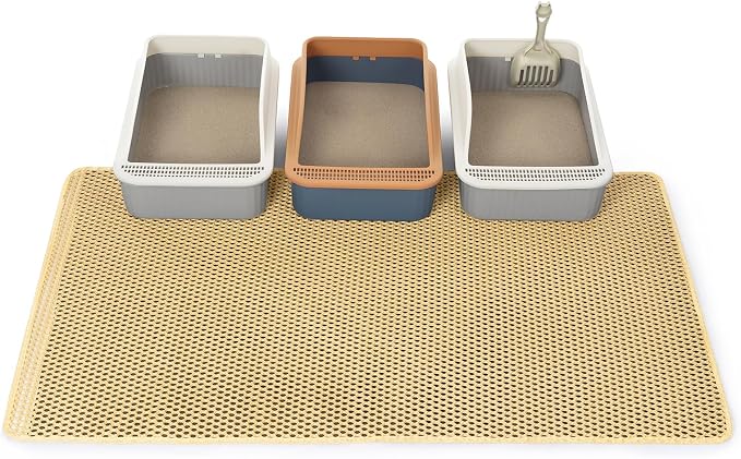 GRELY XXL 47''X 36'' Supper Large Cat Litter Box Mat,2 Layer Litter Mat for Indoor Cats,Rug for Pet Kitty,Litter Trapping Mats,Waterproof Urine Proof,Non-Slip
