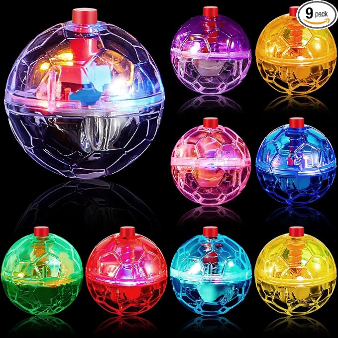 Jecery 9 Pcs Ghost Hunting Light Up Cat Balls LED Motion Activated Cat Toy Interactive Lighted Ball Pet Glowing Mini Running Exercise Toys for Kitten Dog Pet Animals Activity(Multicolor)