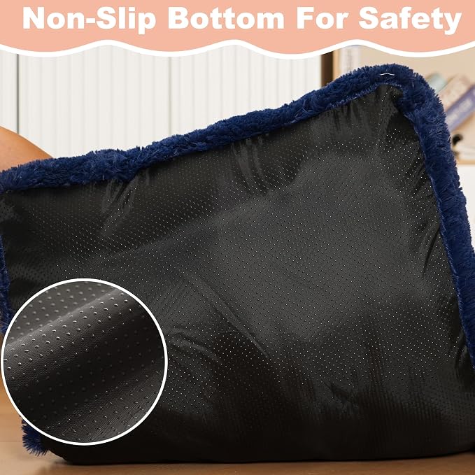 Bedfolks Waterproof Dog Crate Bed, Plush Dog Pad, 23"x18", Solid Dark Blue | Faux Fur Plush Cover, Zippered Removable Washable Outer, Waterproof Inner Lining, Non-Slip Base, Crate Pad and Dog Pillow