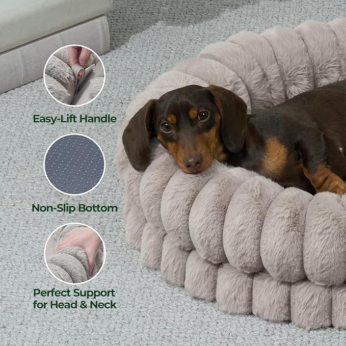 BALANCE Luxury Donut Dog Bed, 24 Inches Round Dog Beds for Small Dogs Washable, Orthopedic Calming Pet Bed for Puppy and Cats with Anti-Slip Bottom (Oatmeal)