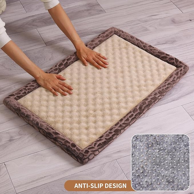 MINIDEAR Dog Crate Pad, Crate Bed Non-Skid Kennel Pad, Rubber Backing Memory Foam for Dog Bed Mat, Machine Washable Dog Bed for Crate, 17"x24"