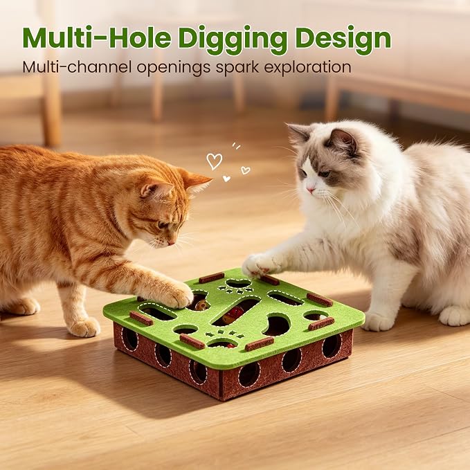 Potaroma Interactive Cat Puzzle Toy, Felt Maze with Rolling Balls, Indoor Enrichment Hunting Play Toy for Kitten Adult Cats to Relieve Boredom & Burn Energy