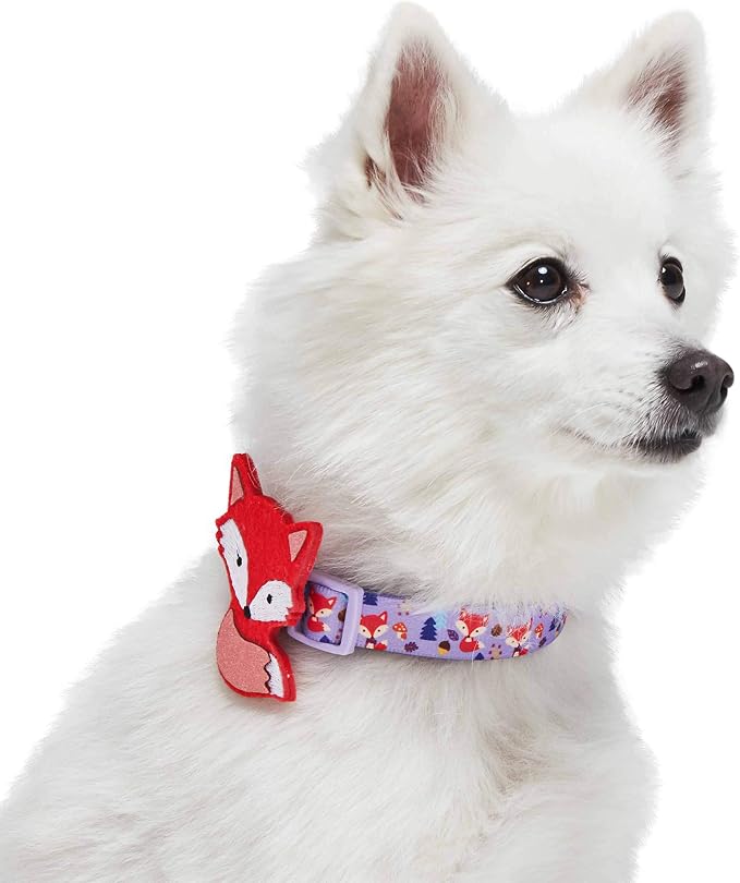 Blueberry Pet Red Fox Adjustable Dog Collar with Detachable Décor, Large, Neck 18"-26"