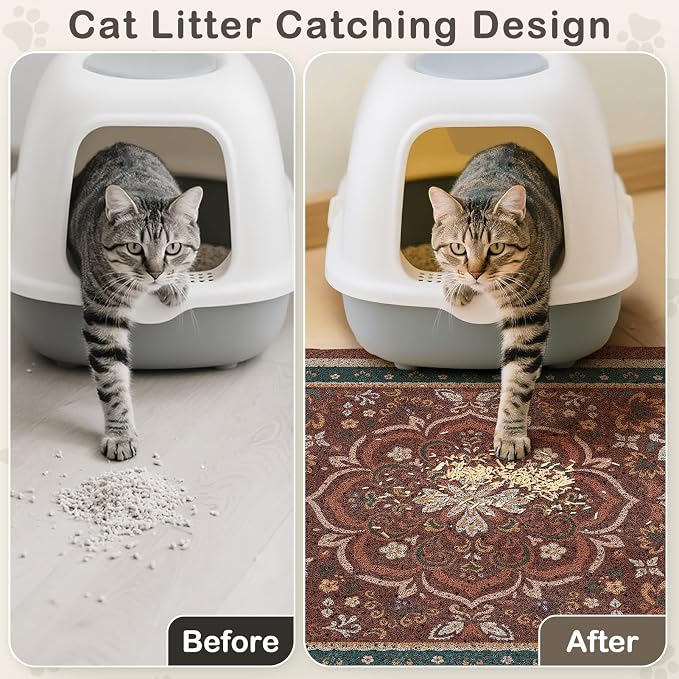 Unicorn Catcher 33"x22" Cat Litter Mat Non-Slip Washable Litter Box Mat | High-Density PVC Litter Catcher Mat Efficiently Traps Scattered Litter From Paws To Keep Floors Clean