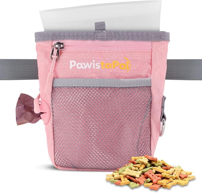 Dog Treat Pouch for Pet Training, One-Hand Magnetic Closure, Hands-Free Treat Bag with Silicone Liner, No Mess No Smell