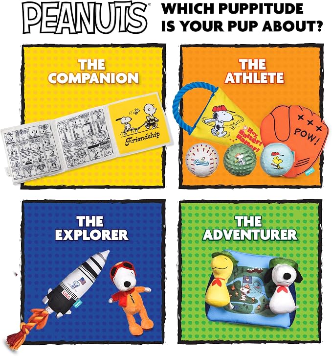 Peanuts for Pets Snoopy the Athlete Multi-Material Dog Ball Toy, 3-Pack - Squeaky, Interactive Dog Toys with Multiple Textures, Perfect for Fetch and Chew - Featuring Snoopy and Woodstock Designs