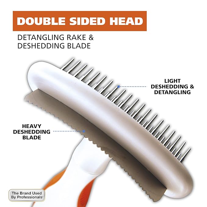 Wahl 2-in-1 Combination Double Row Pet Rake with Hair Shedding Blade | De-Shed And Detangle Dog Or Cat Fur With One Combo Tool, The Brand Used By Professionals – Model 858424