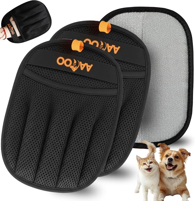 2PCS Pet Hair Removal Gloves for Cats & Dogs – Upgraded Large Five-Finger Electrostatic Grooming Glove, Washable Reusable Magic Brush Pet Hair Remover for Clothes, Sofa, Carpet & Car Seat