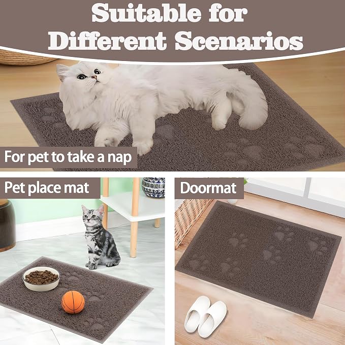 Darkyazi Cat Litter Box Mat for Floor Litter Trapping Mat Non-Slip Backing, Scatter Control, Easy Clean, Water Resistant, Soft on Paws (15.75" x 11.75",Coffee)