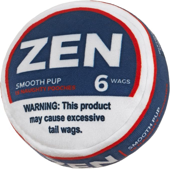 Nestpark Zen Pupper Deckies Parody Dog Toy - Plush Squeaky and Crinkle Funny Dog Toy (Smooth Pup)