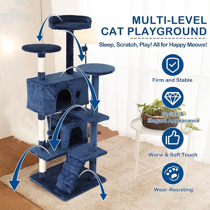 Catmax 70'' Tall Indoor 'Cat Condo' Tower, Multi-Level Cat Furniture with Cat Scratching Post/Stand, Corner Cat Tower for Medium Cats