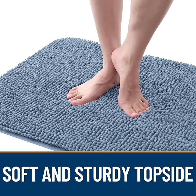 OLANLY Dog Door Mat for Muddy Paws 70x24, Super Absorbent Chenille Mud Mat | Airy Blue, Absorbs Moisture and Dirt, Non-Slip Machine Washable Doormat, Quick-Drying Indoor Entryway Floor Carpet for Dogs