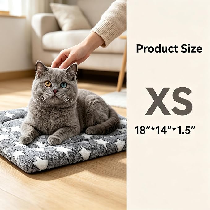 Dog Bed Mat - Soft and Comfortable Dog Kennel Cat Bed, Washable Dog Bed or Cat Bed, Suitable for Dog Crate Ped, Cat Cage BedGray, 18" L x 14" W x 1.5" Th