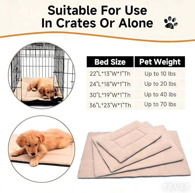 Small Dog Bed 24x18, Washable Flat Pet Bed, Reversible Dog Crate Pad | Double Sided Dog Mat, Dog Beds for Small Dogs, Machine Washable Flat Dog Bed, Puppy Bed