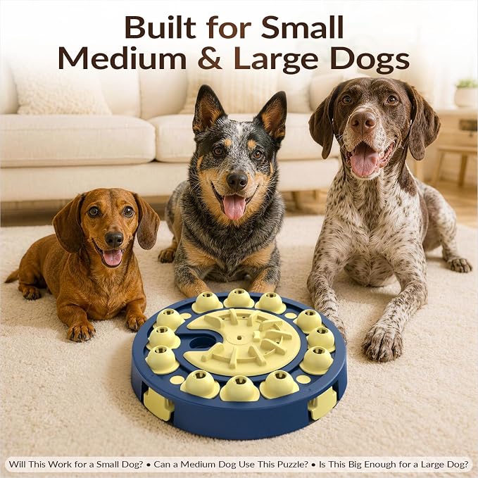 KADTC Dog Puzzle Toy, Large Size, 3 Levels of Step-by-Step Challenge 4 Ways to Play Beginner to Advanced Slow Feeder & Mental Stimulation for Smart Dogs Enrichment Toys