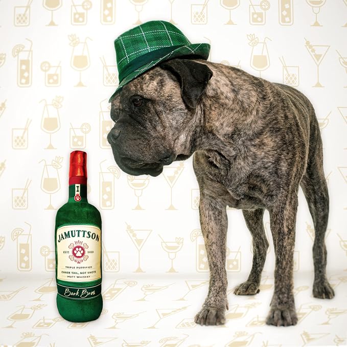 Bark Bros - Liquor Bottle Dog Toy - Plush Squeaky Dog Toys Funny Drink Parody - Alcohol Dog Toy - Dog Birthday Toy - Cute Dog Toys - Puppy Gifts - Puppy Stuff - Dog Stuff (Large, Jamuttson)