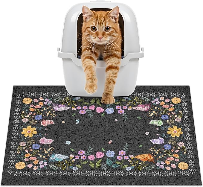 Unicorn Catcher 24"x15" Cat Litter Mat Non-Slip Washable Litter Box Mat | High-Density PVC Litter Catcher Mat Efficiently Traps Scattered Litter From Paws To Keep Floors Clean