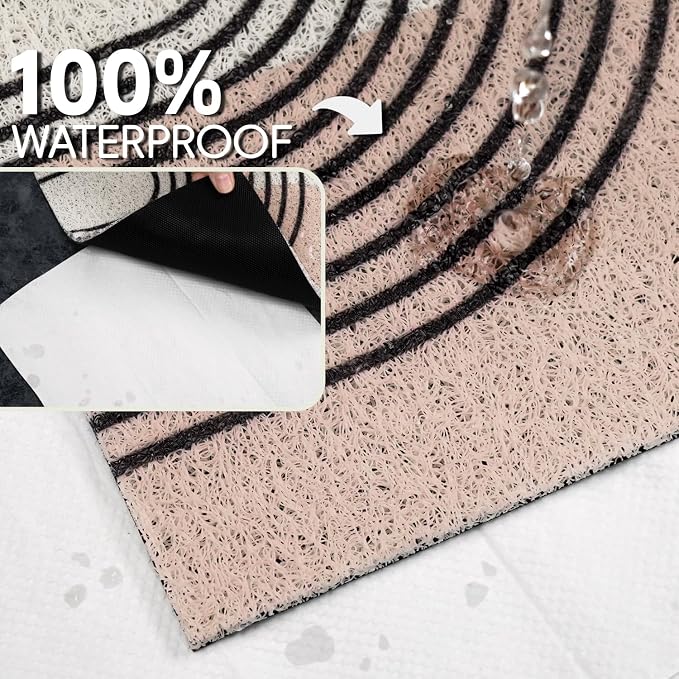 Cat Litter Mat Litter Trapping Mat, 33"x22" Waterproof Urine Proof Litter Box Mat Catcher Mat Non-Slip Washable for Kitty Kitten, Orange
