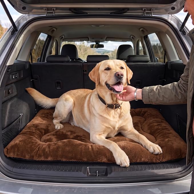 Dog Bed 42" for Metal Crate Pad,Washable Sleeping Mat for Medium/Large Pets | Soft faux rabbit fur, non-slip,machine wash/dry, plush cushioning, for crates, floors & travel, multiple sizes for all breeds