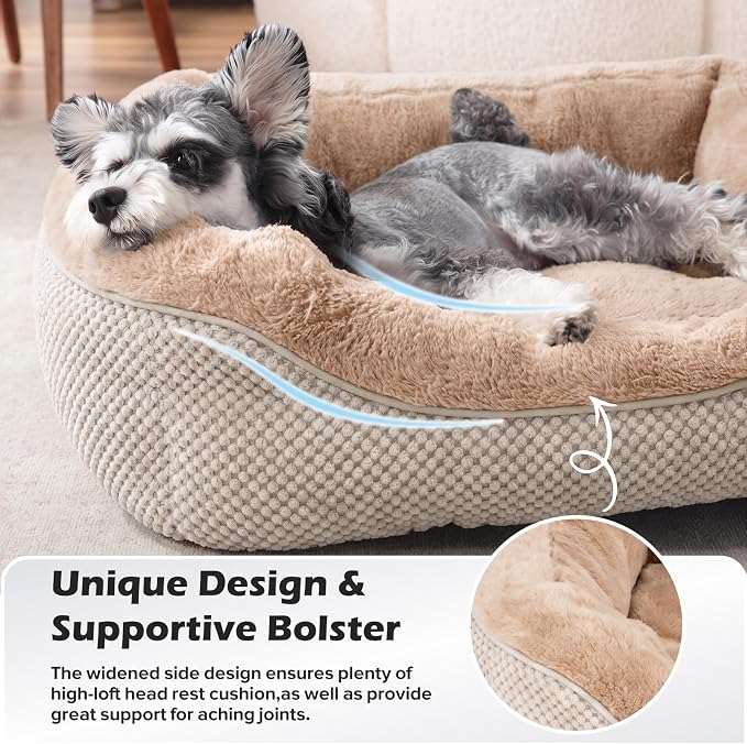 INVENHO XL Dog Beds Large Sized Dog, Washable Orthopedic Warming Soft Sleeping Durable with Anti-Slip Bottom