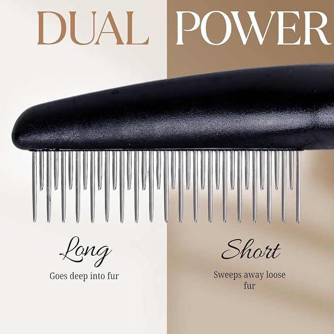 Poodle Comb with Rotating Teeth - 5-in-1 Dog Dematting Tool - Used for Small Size Breeds and Puppies - Cat Comb for Shedding and Deshedding