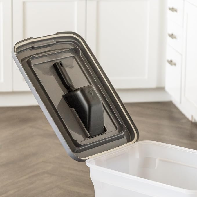 IRIS USA Dog Food Storage Container, Up to 40 lbs, Dark Gray, Made in USA | Includes 2-Cup Scoop & Wheels, Airtight Seal, BPA-Free, Bird Seed, Cat food, Cat Litter, Treats, Keeps Kibble Fresh