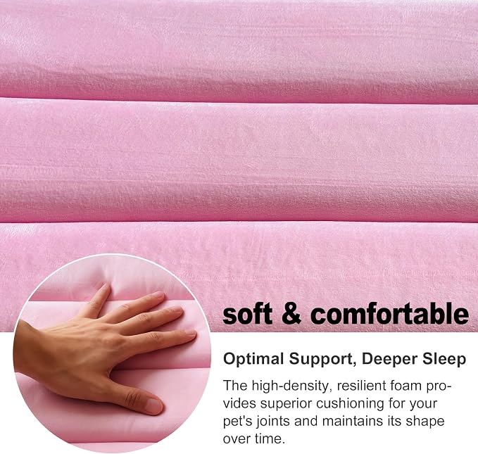 pobopobo Dog Crate Pad, Ultra Soft & Anti-Slip Kennel Mat, Secure Fit for Metal Crates & Dog Cages, Washable Cozy Bed for Small Medium Large Dogs (Pink, S(23"*14"*1.5"))