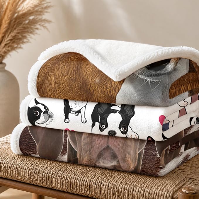 BlessLiving Basenji Brown Throw Blanket with Large Dog Patterns Sherpa Fleece Blanket Couch Bed, Soft Cozy Warm Pet Blankets for Puppy Lovers Cute Animal Print Gift 50x60 Inches