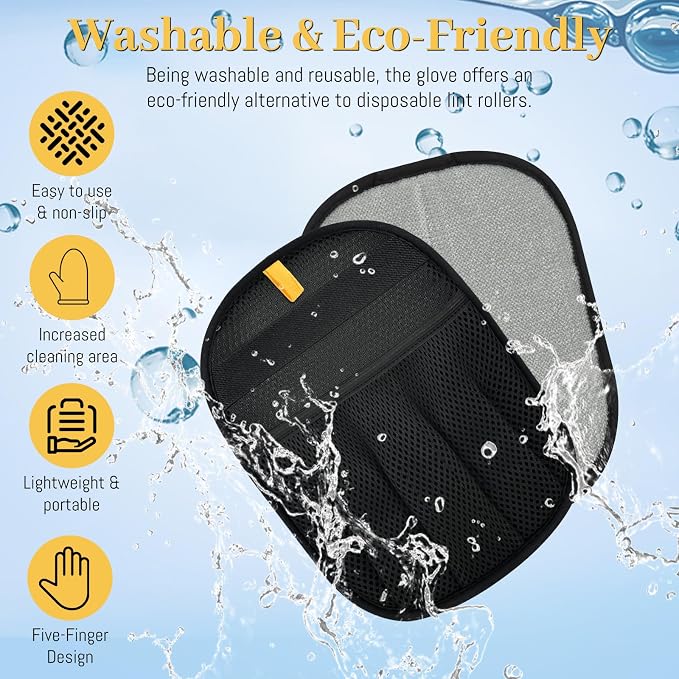 Pet Hair Removal Glove for Cats & Dogs, Upgrade 5-Finger Magic Brush Pet Hair Remover Tool, Electrostatic Reusable Grooming Mitt for Laundry, Couch, Carpet & Car Seat