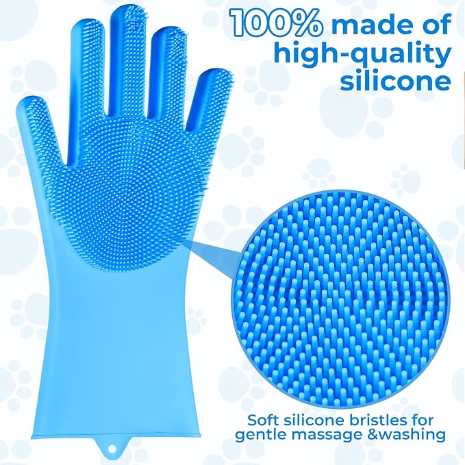 3PCS Dog Bath Kit,Dog Bath Brush | Dog Bath Gloves | Microfiber Dog Towel 26'' X 11'' Extra Soft Plush Chenille Dog Drying Towel to Dry Soggy Large Pets & Small Puppy