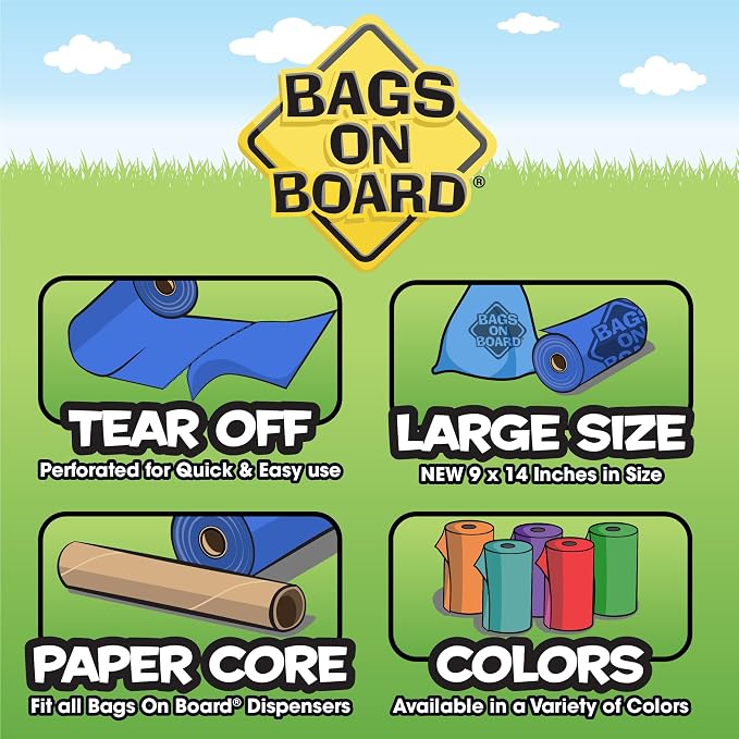 Bags On Board Dog Poop Bags | Strong, Leak Proof Dog Waste Bags | 9 x14 Inches, 315 Blue Bags