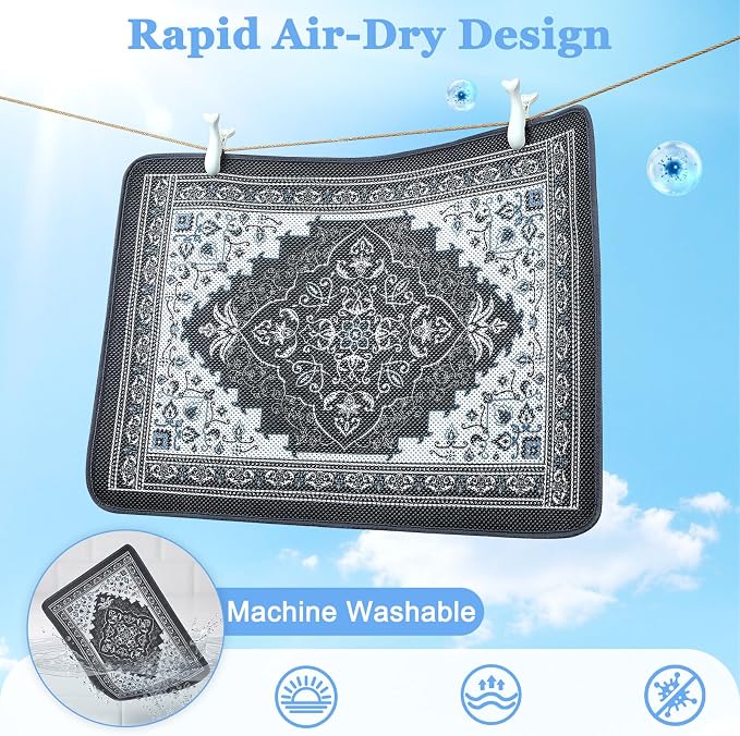 Unicorn Catcher 24"x15" Cat Litter Mat Machine Washable Litter Trapping Pad | Kitty Paw Friendly Padding With Breathable 3D Air Mesh Technology And A Non-Slip Base To Keep Home Floors Debris-Free