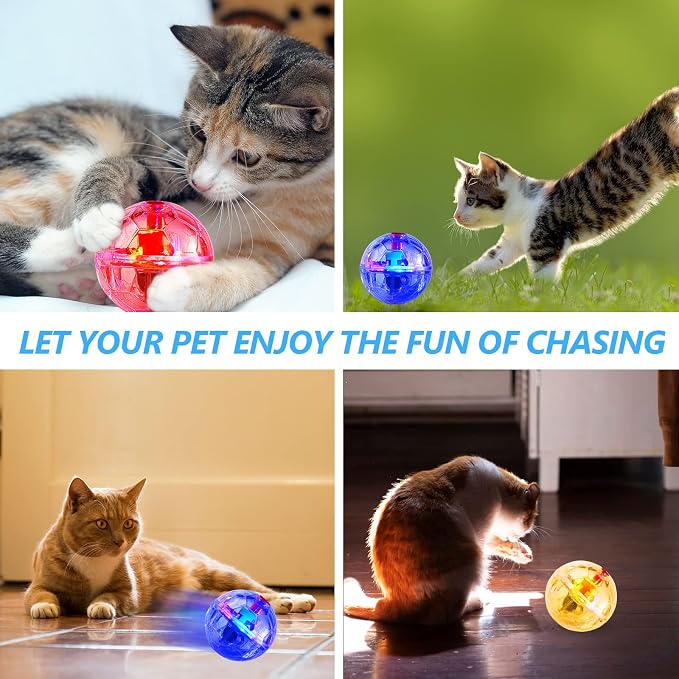 Jecery 9 Pcs Ghost Hunting Light Up Cat Balls LED Motion Activated Cat Toy Interactive Lighted Ball Pet Glowing Mini Running Exercise Toys for Kitten Dog Pet Animals Activity(Transparent)